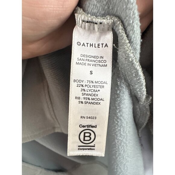 Athleta Womens Small Olive Green Long Sleeve Modal Blend Pullover Sweatshirt - Picture 3 of 5